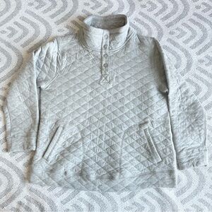 MODERN CANVAS Light Heather Grey Quilted Snap Pullover Large